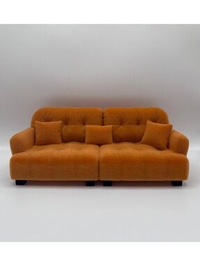 1:24 Scale Miniature Sofa, Dollhouse Furniture, Velvet Flocked MCM Sofa Mini